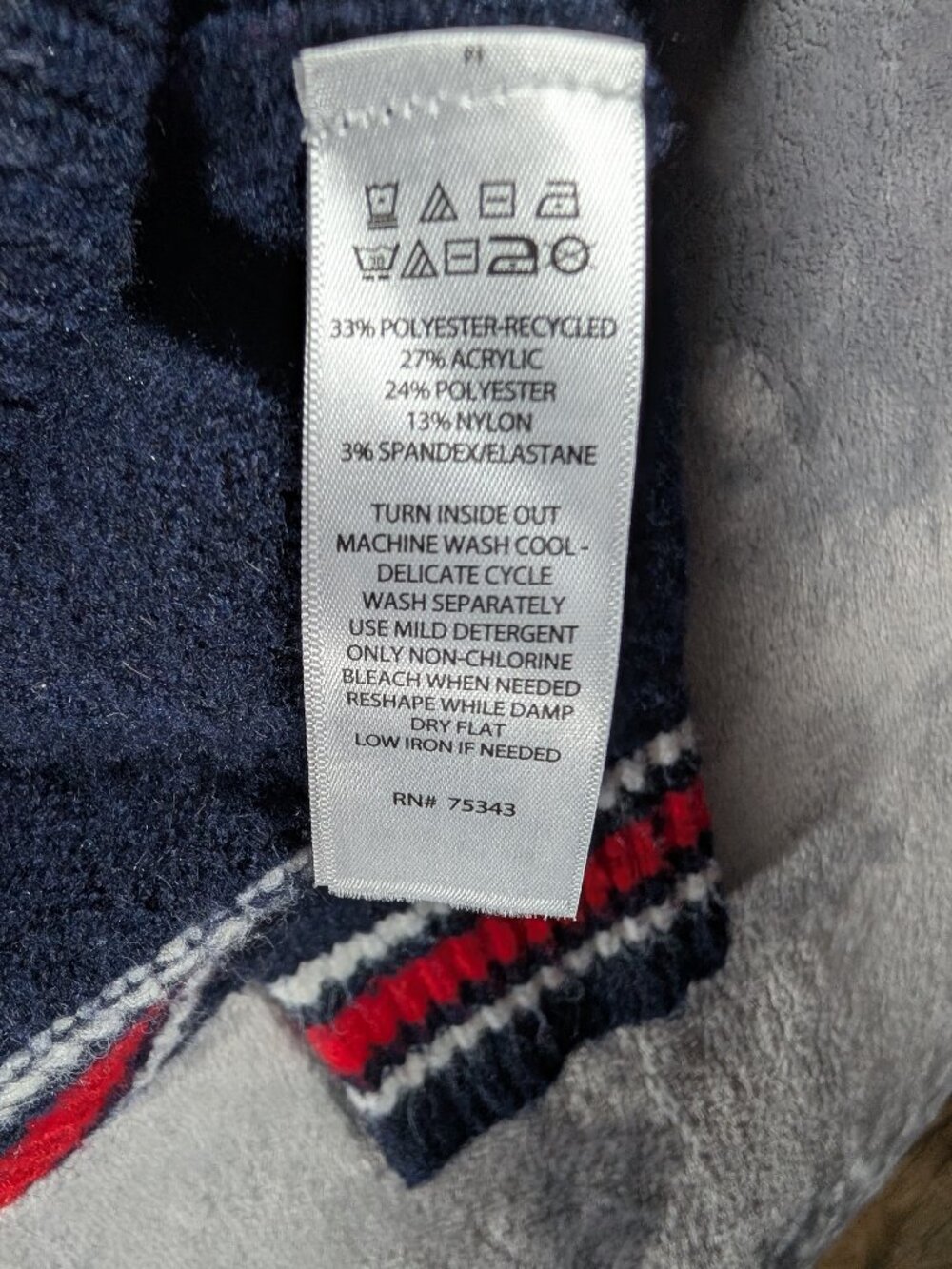 Cupcakes and Cashmere Navy Bear V-Neck Sweater XS Red Plaid Varsity Teddy Preppy - Picture 8 of 9
